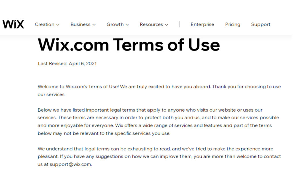 Wix policy