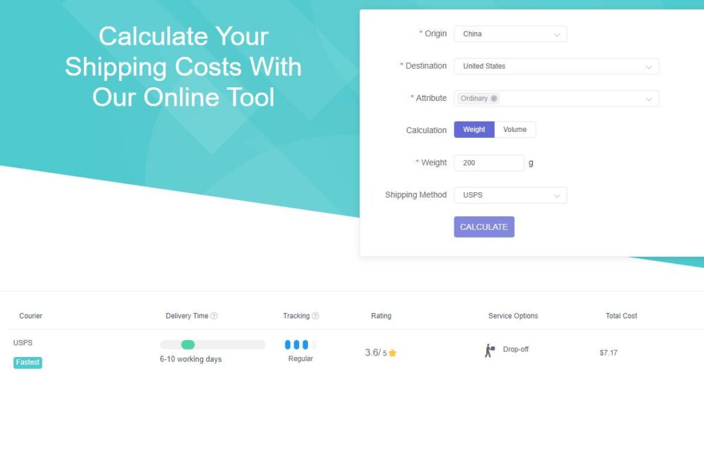 Calcolatore di spedizione Sup