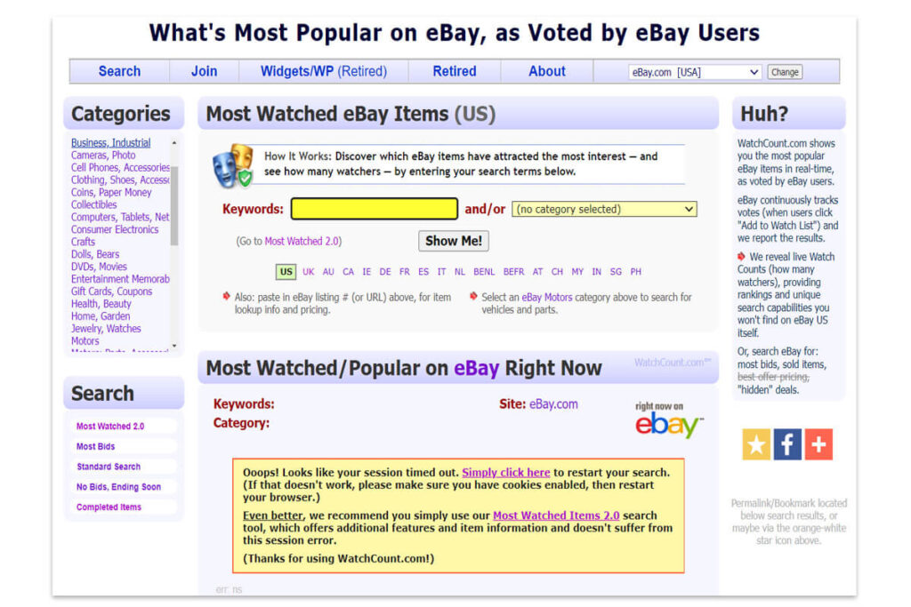 eBay Watch Count