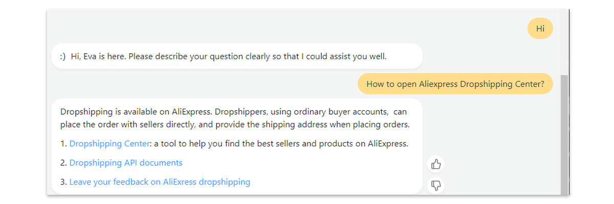 Entre em contato com o atendimento ao cliente para acessar o Aliexpress Dropshipping Center