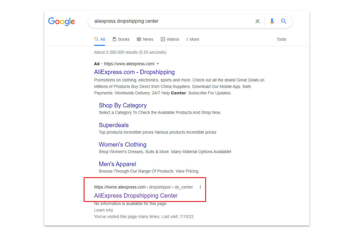 Google Aliexpress Dropshipping Center