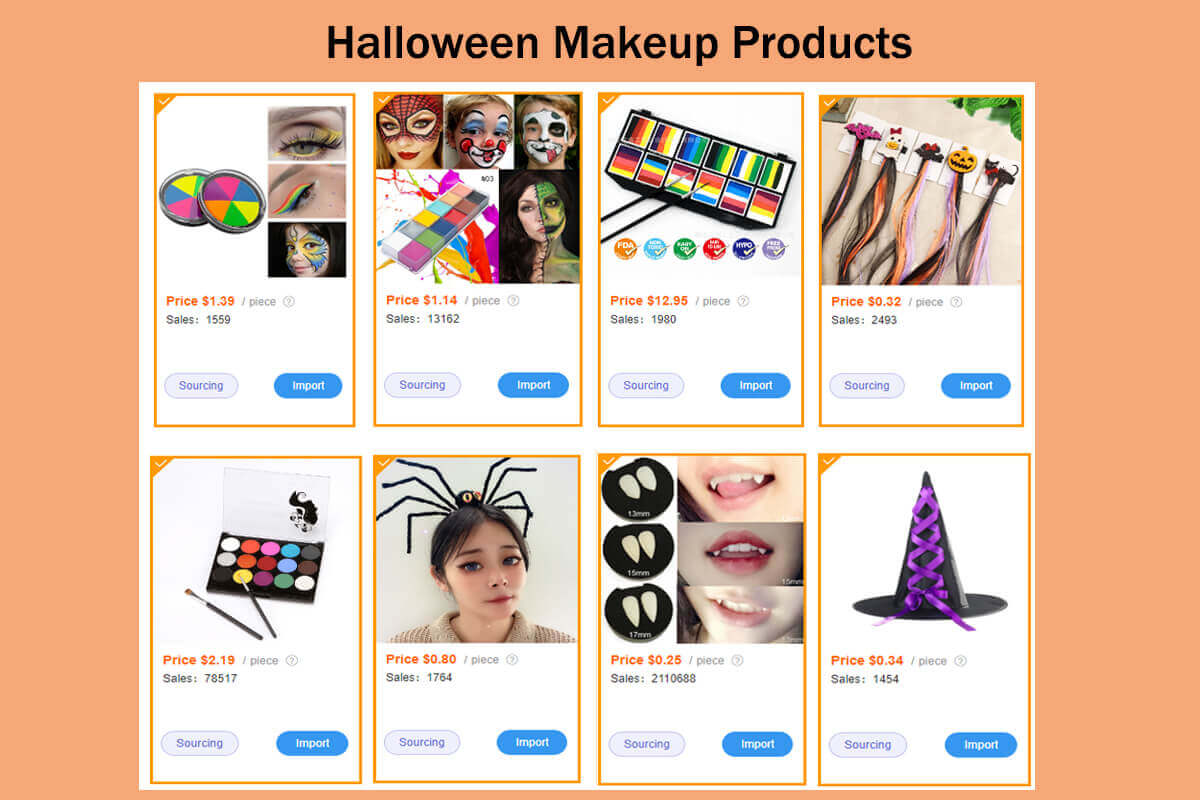 Halloween makeup products from the mall of Sup Dropshipping