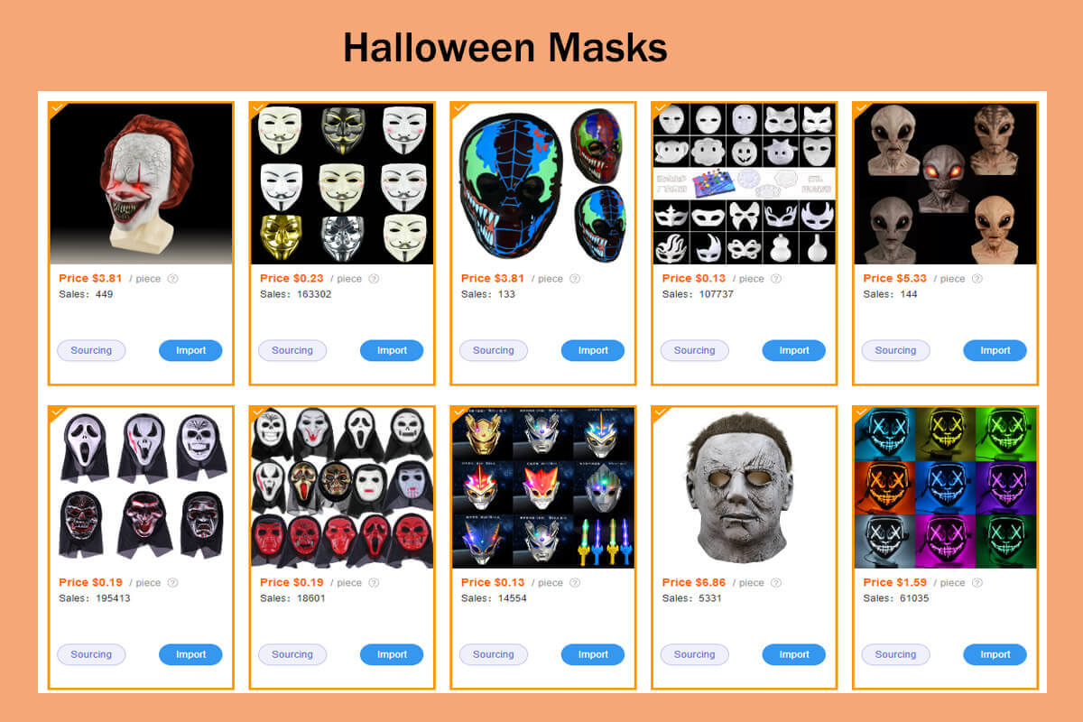 Halloween masks from the mall of Sup Dropshipping