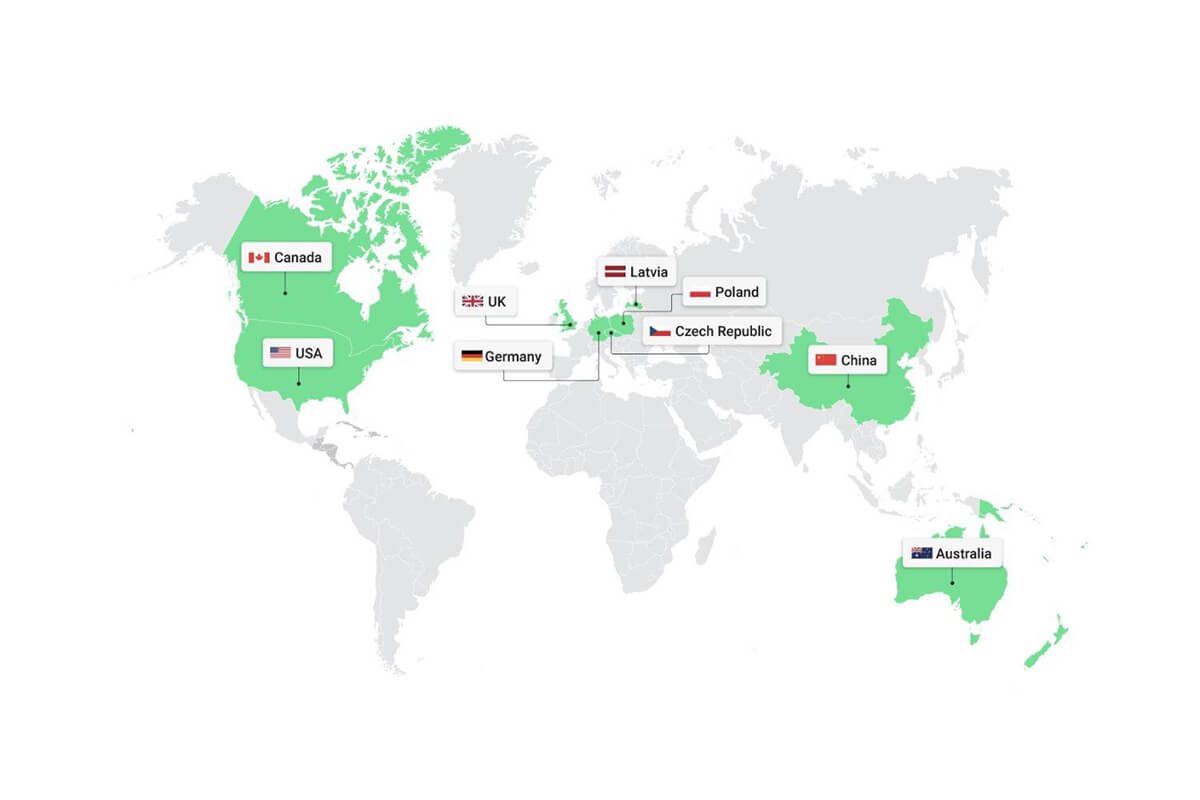 Mapa de fornecedores parceiros Printify