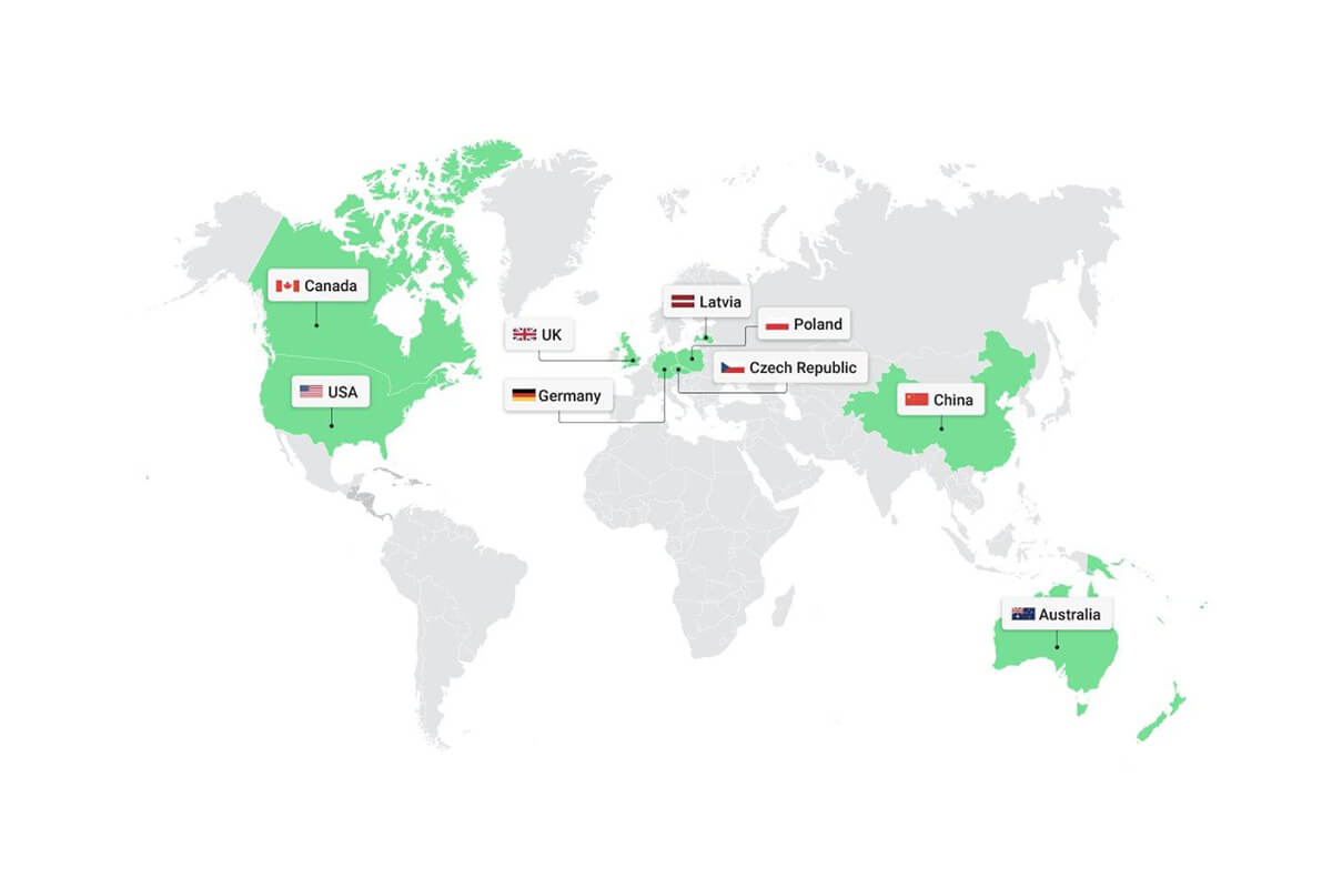 Carte des prestataires partenaires de Printify