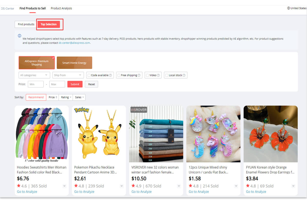 Top Selection on Aliexpress Dropshipping Center