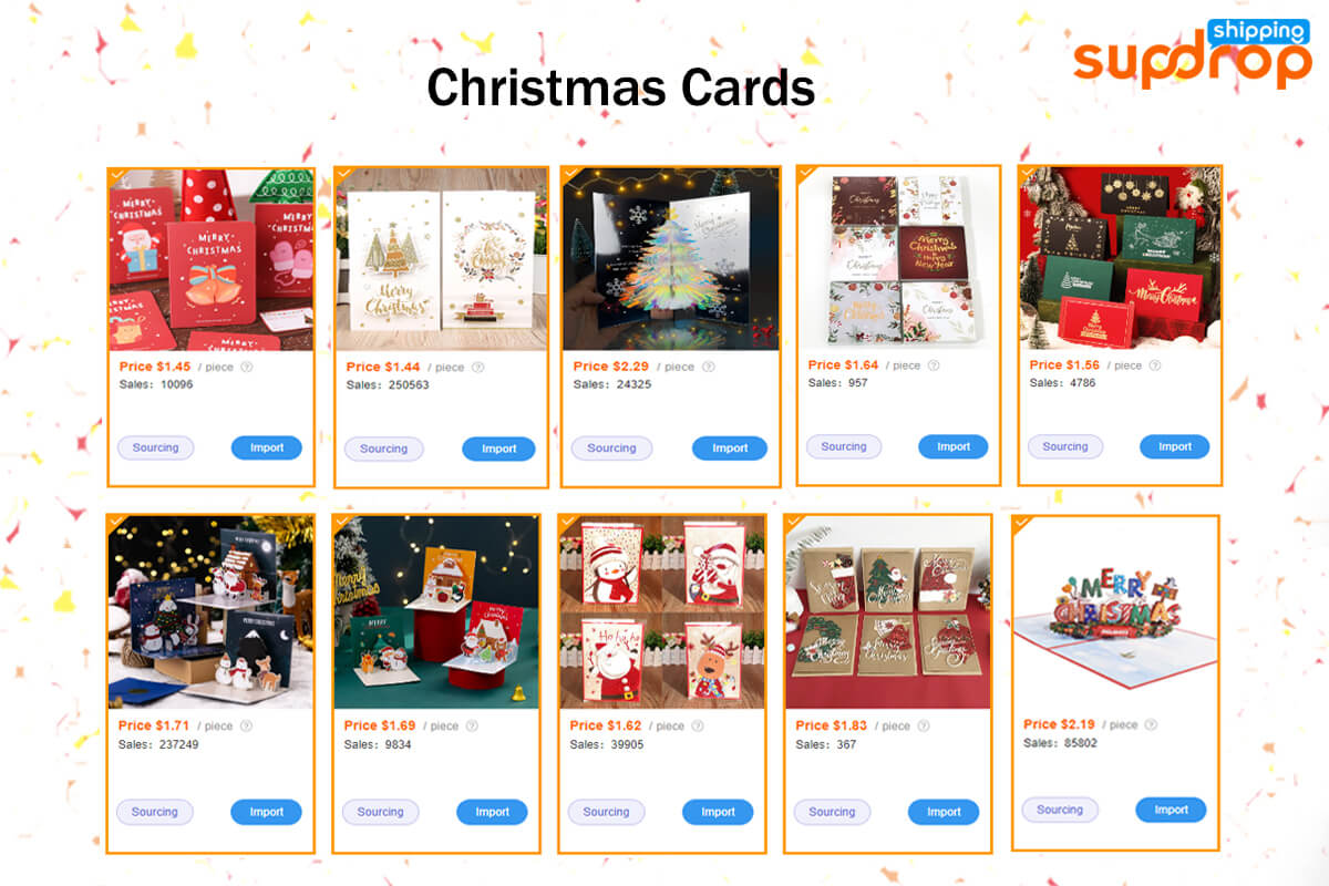 Tarjetas navideñas de Sup Dropshipping