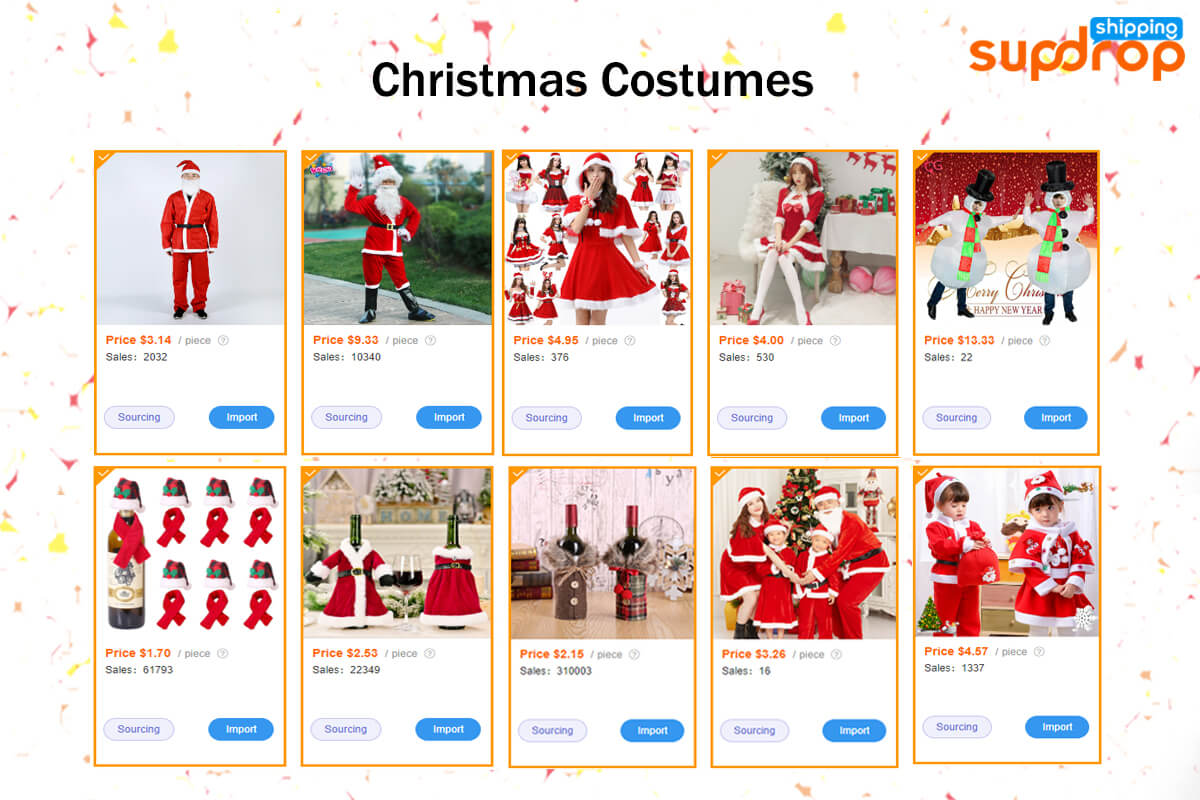 Costumes de Noël de Sup Dropshipping