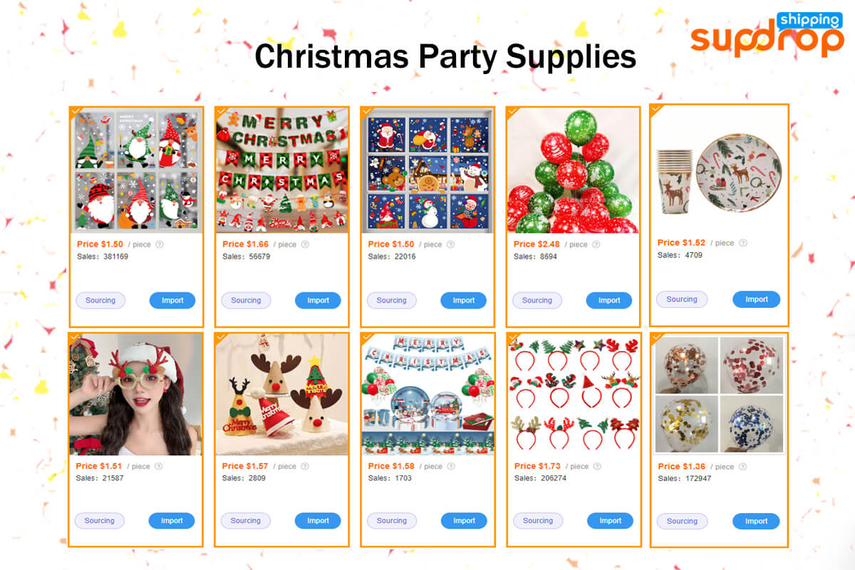 Christmas party supplies from Sup Dropshipping
