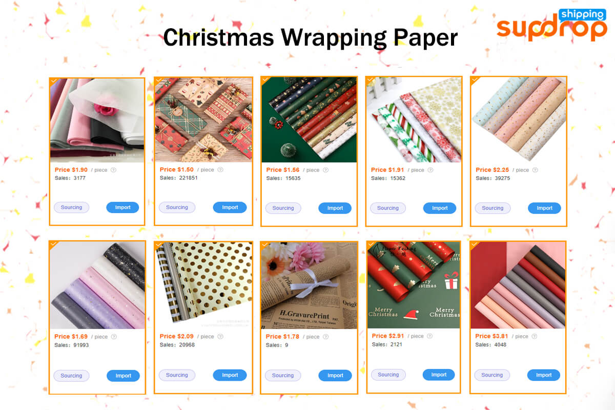 Papier d'emballage de Noël de Sup Dropshipping