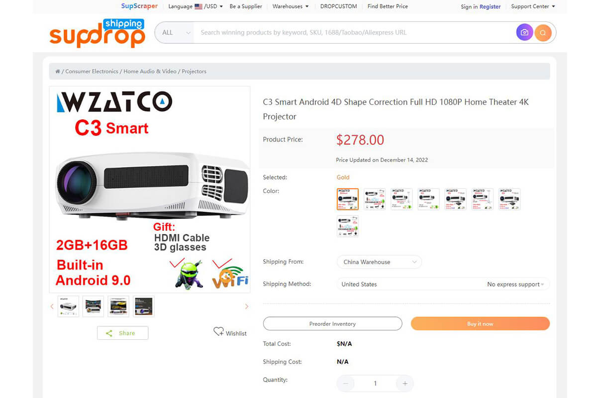 Projetor de home theater da Sup Dropshipping