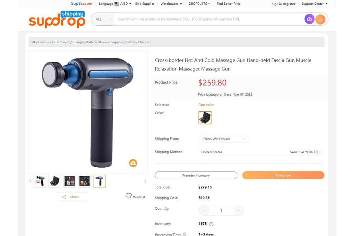 Pistolet de massage de Sup Dropshipping