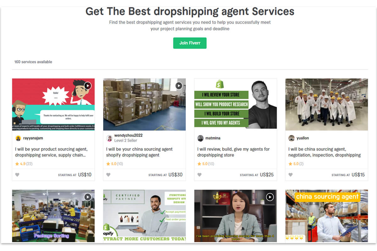 Find a dropshipping agent on Fiverr