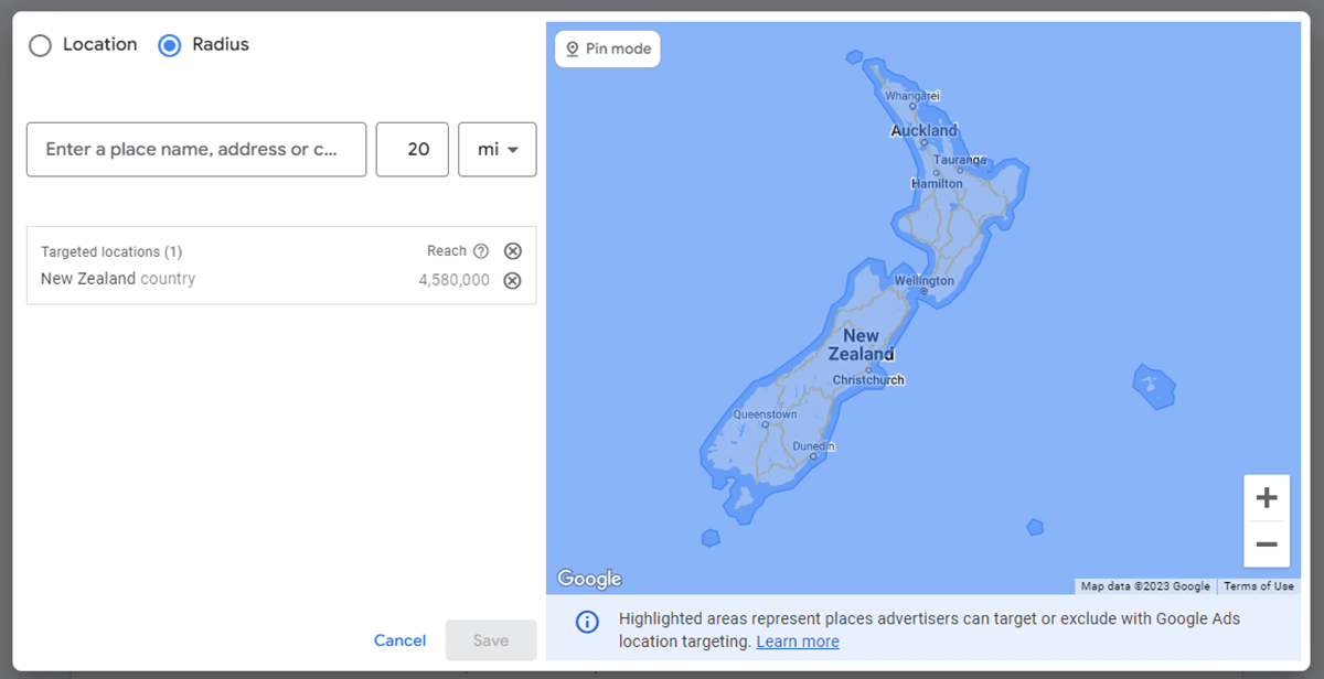 Set up radius targeting