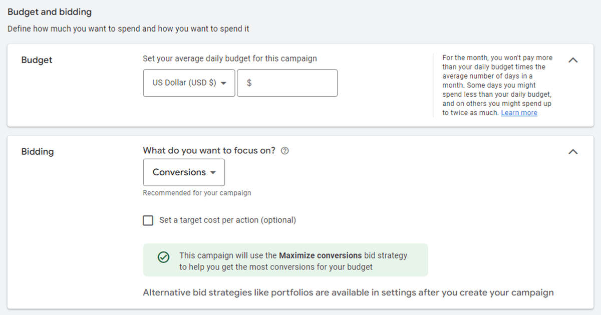 Configurer le budget et les enchères pour votre campagne