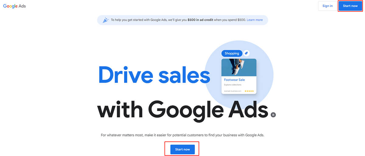 Crea un account Google Ads