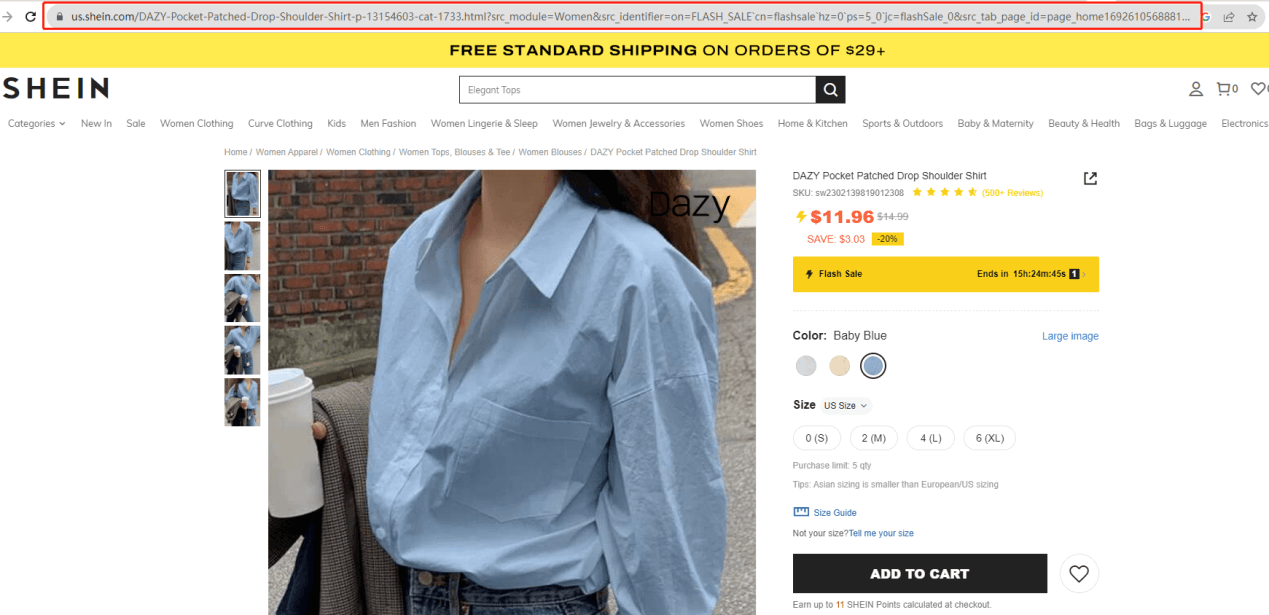 una camicia da donna di Shein