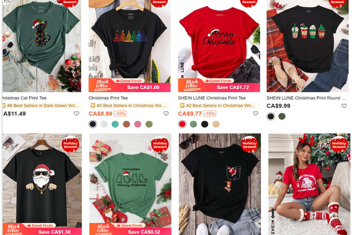 Ideias de design de camisetas de Natal da Shein