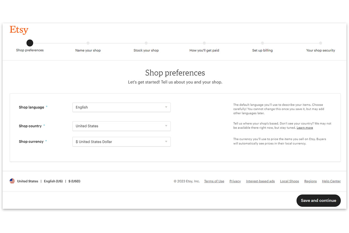 Set Shop Preferences