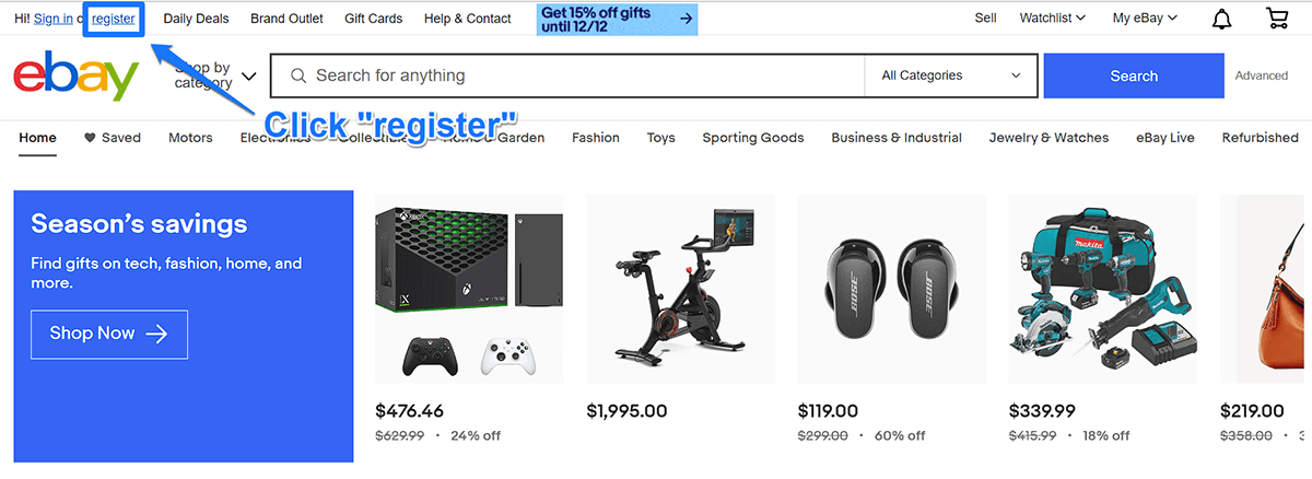 ebay click register