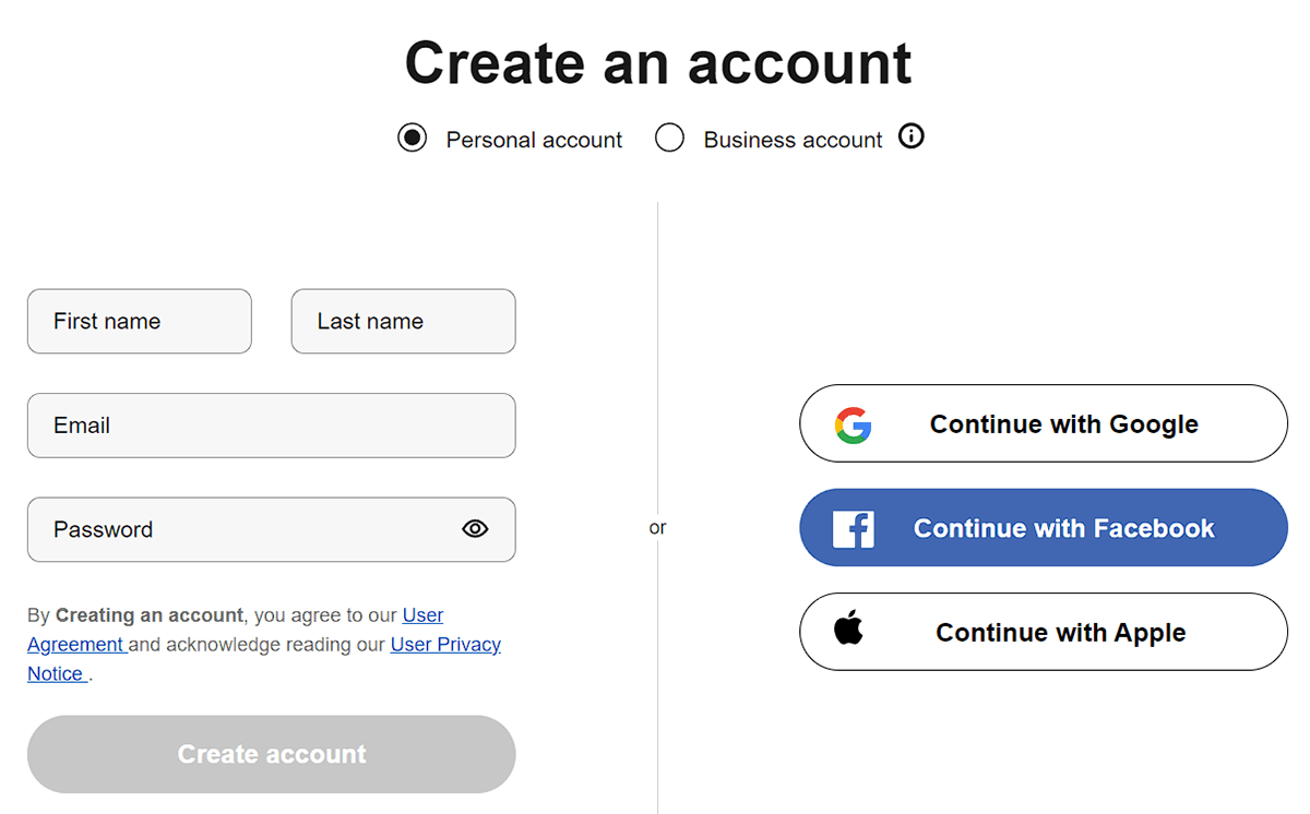 ebay create personal account