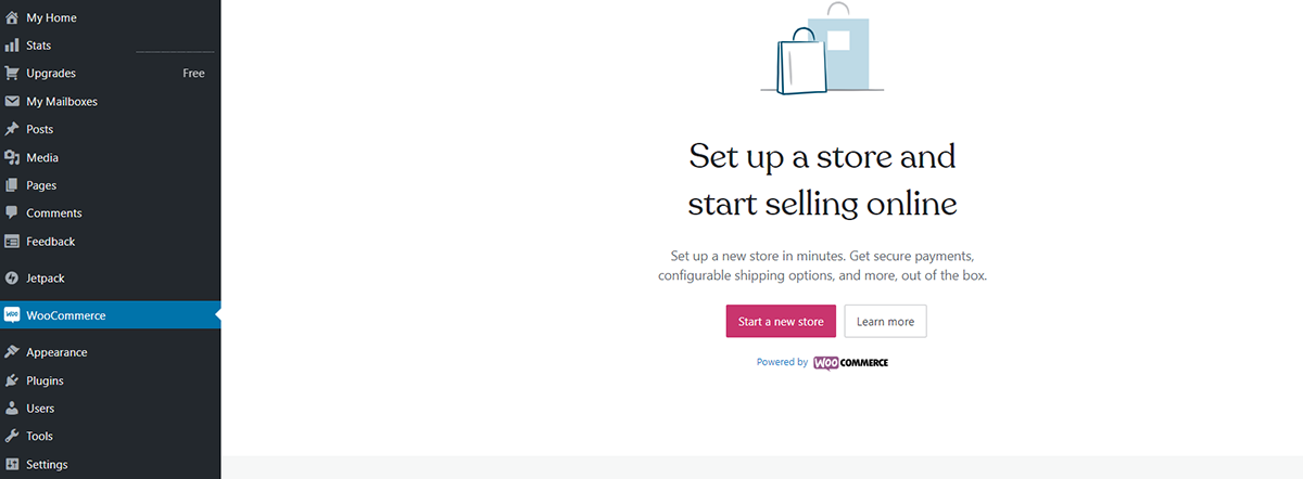 Check if the button WooCommerce has been displayed on the left sidebar of WordPress.