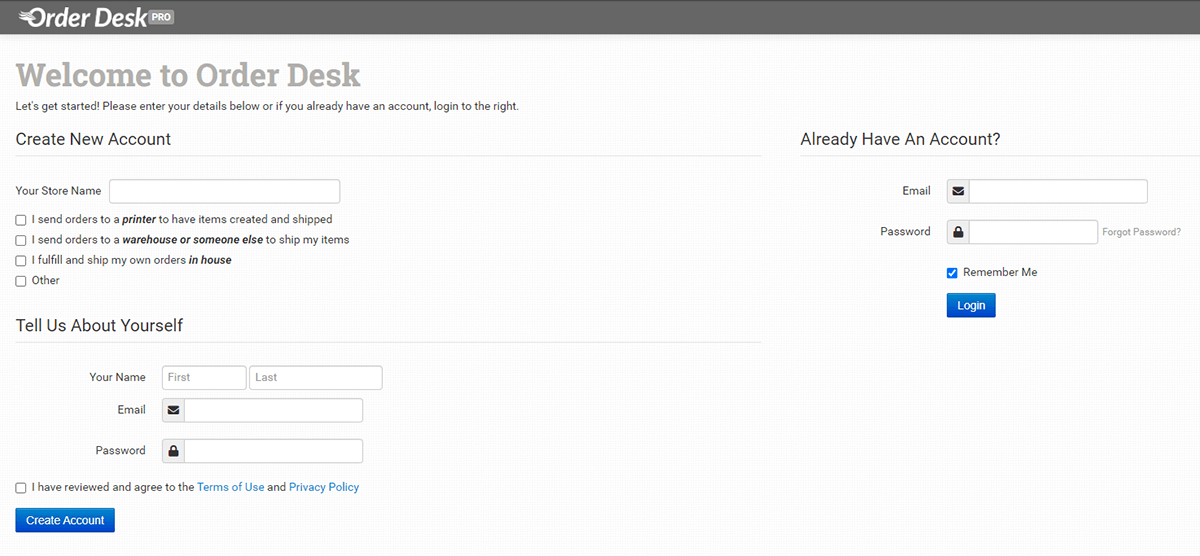 Fill in the store name and your personal information