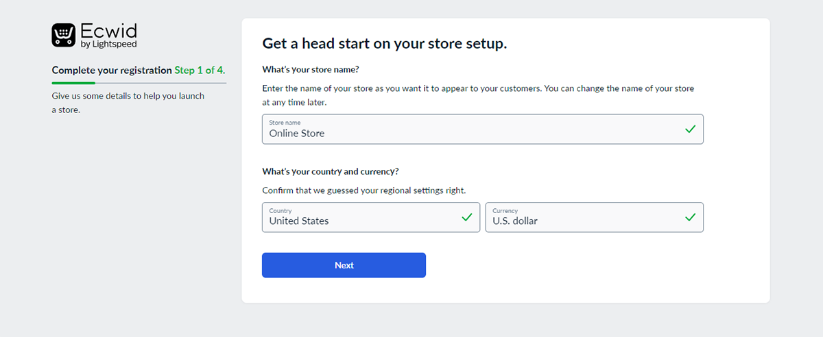 Follow Ecwid guidelines to start the store