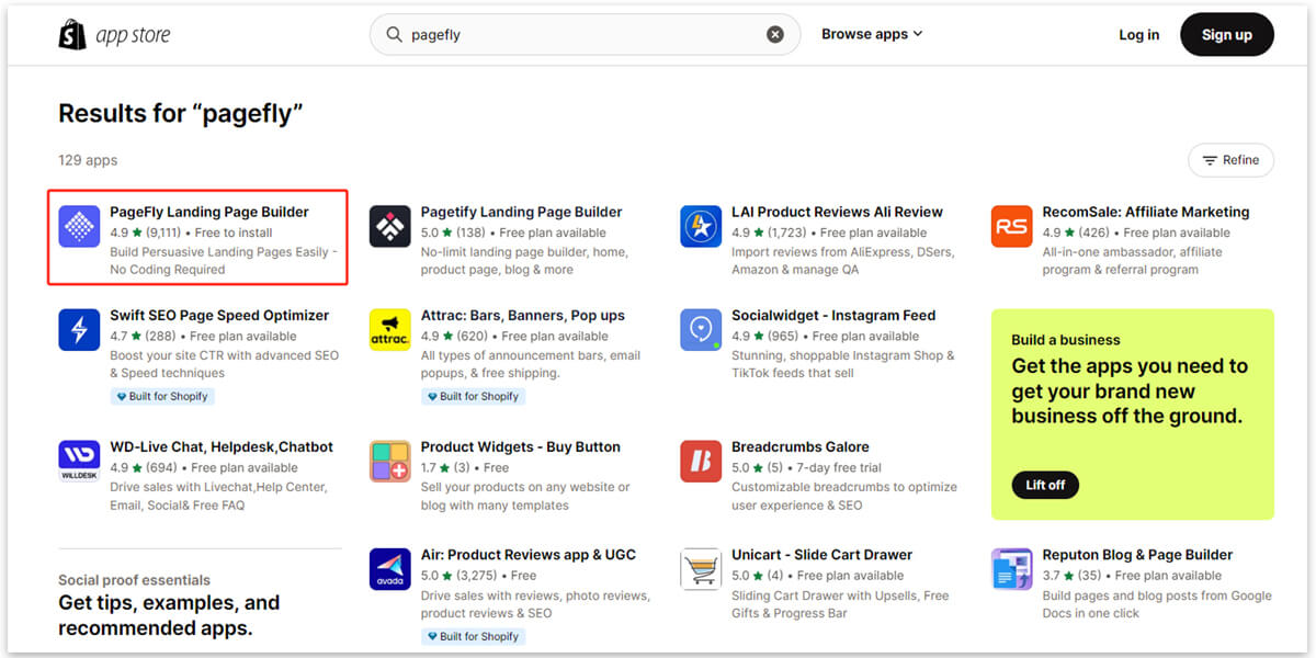  Search PageFly on the Shopify app store