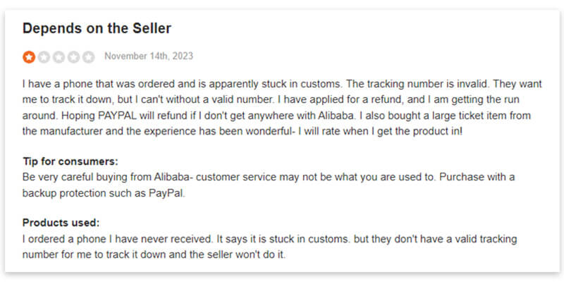 A buyer said that whether Alibaba is legit largely depends on the seller.

