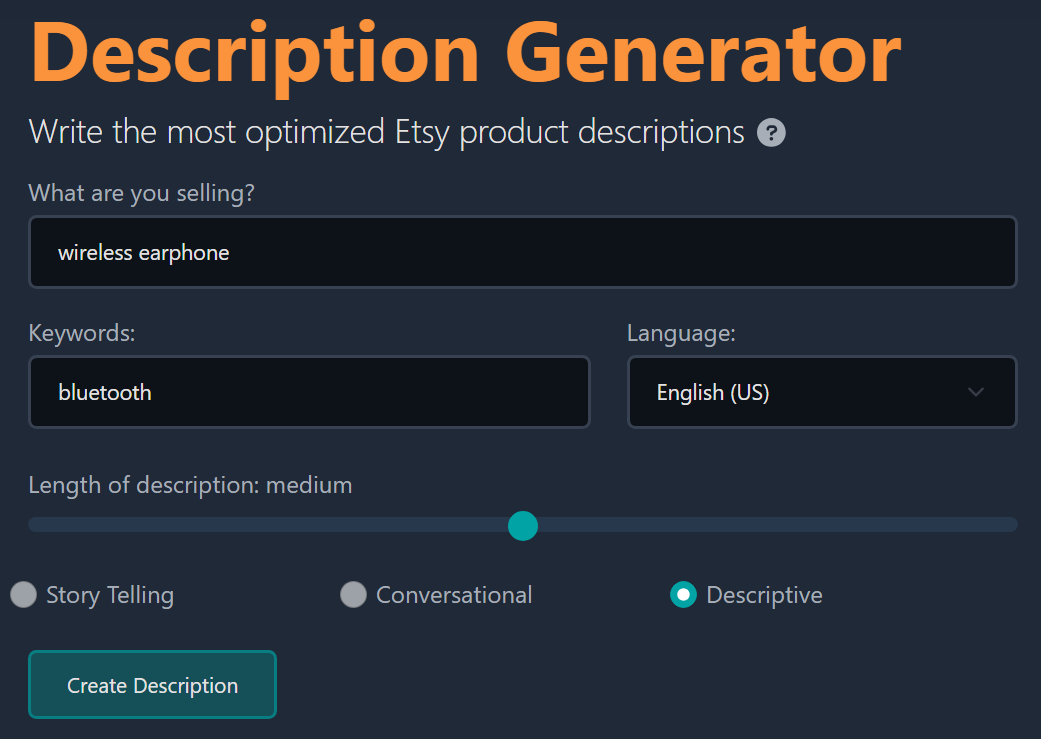 etsycheck description generator