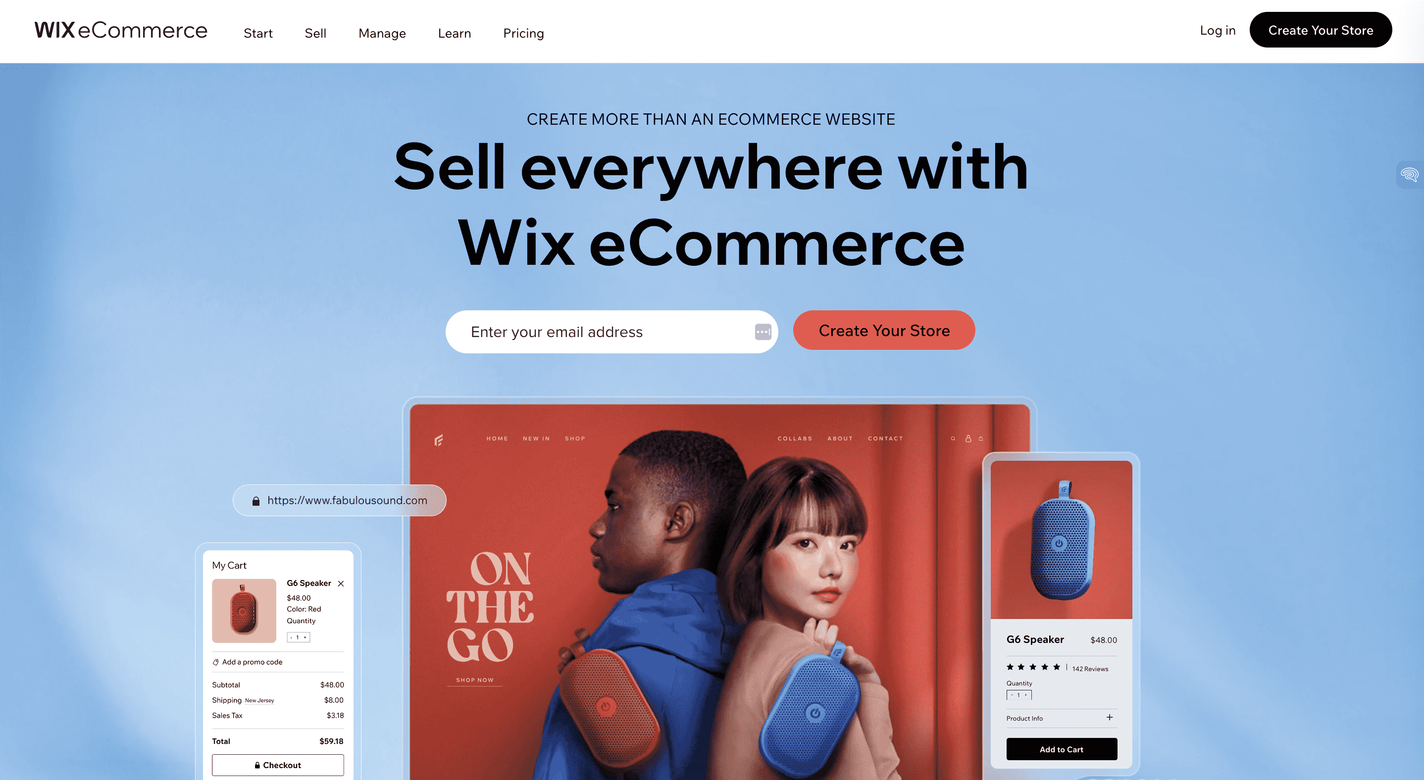 página de inicio de wix