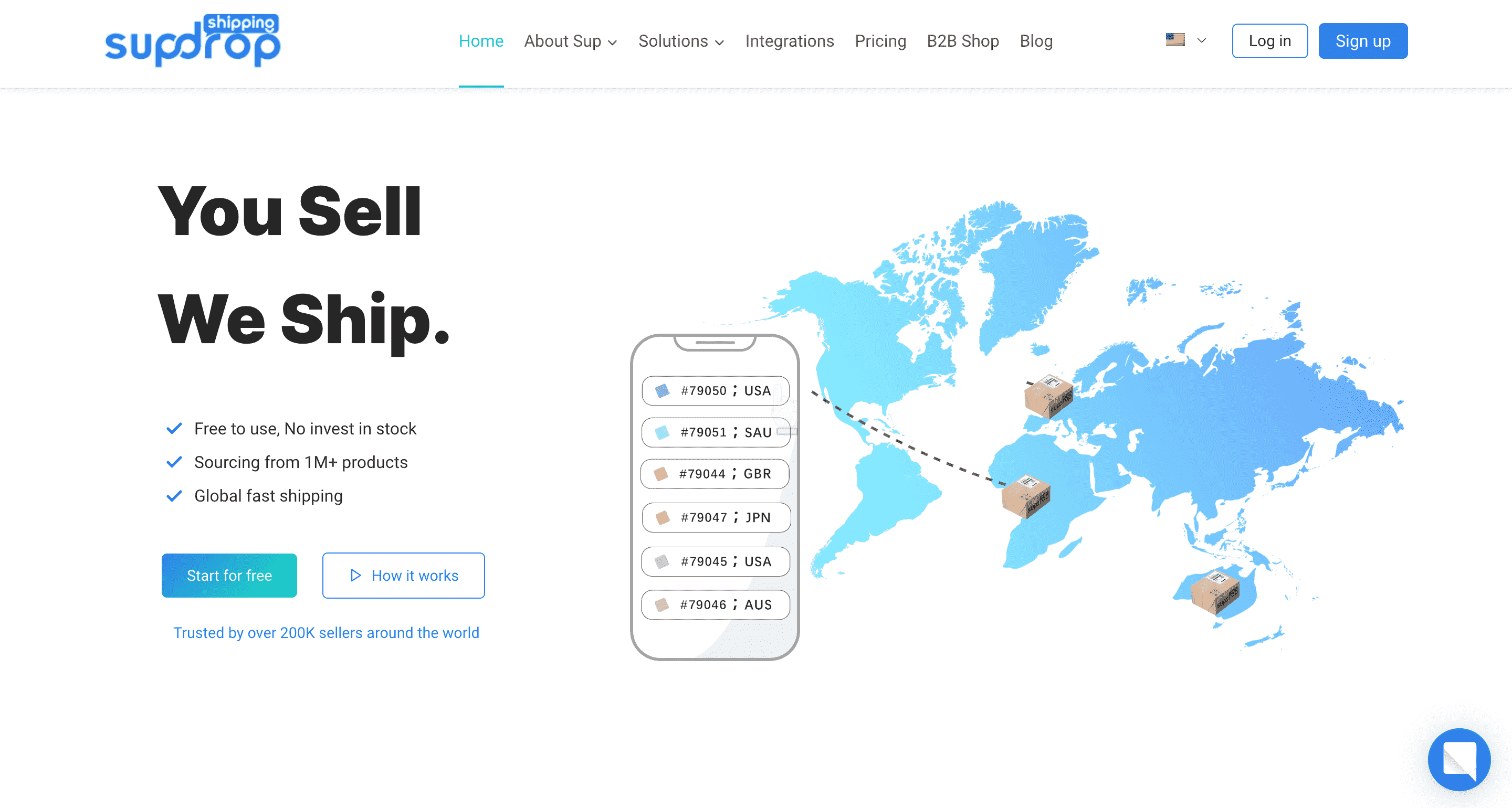 Sup Dropshipping homepage