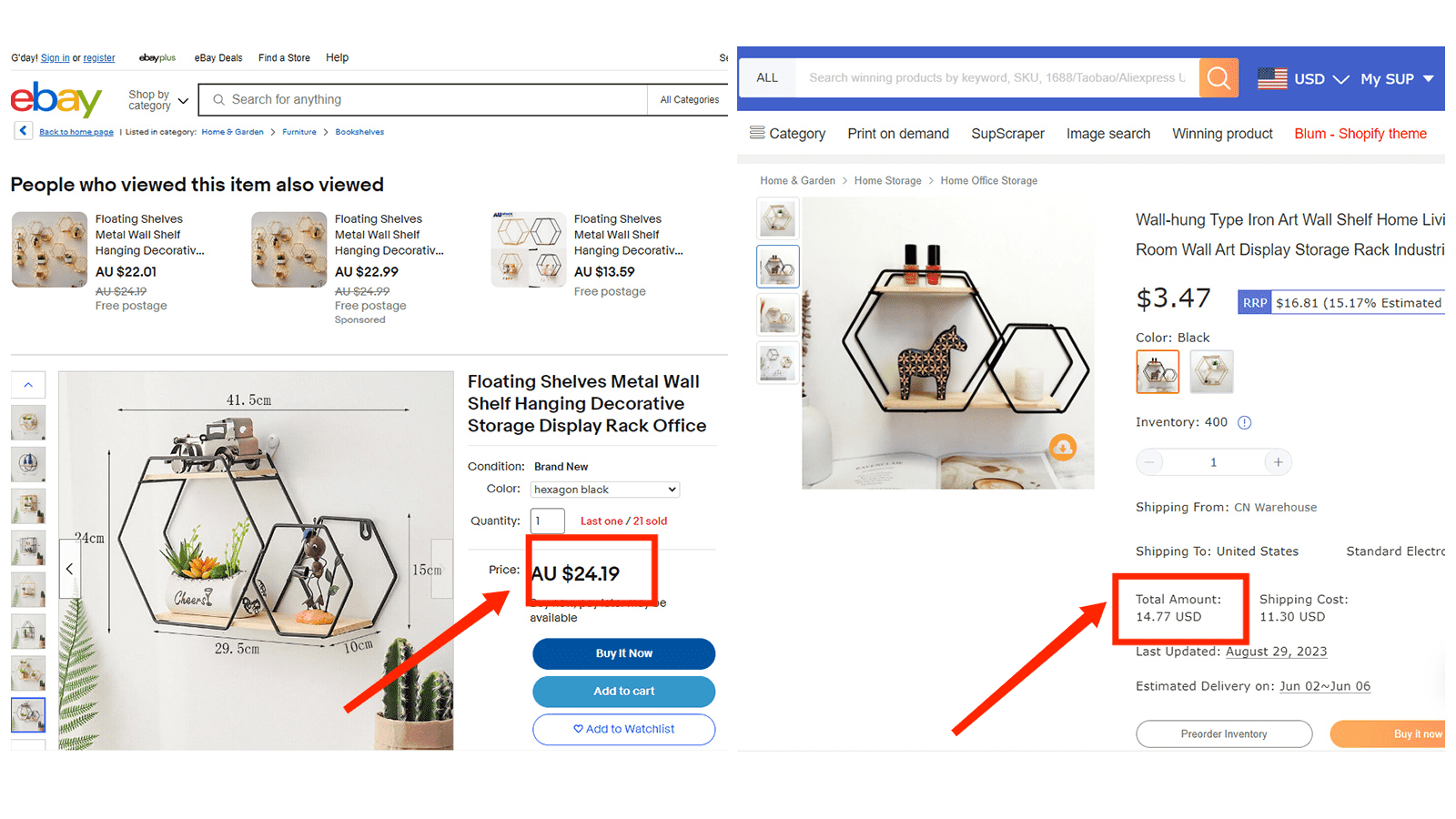 Price comparison of art wall shelf