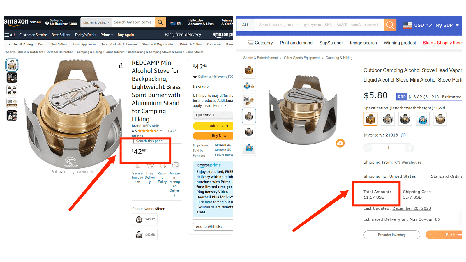 Price comparison of portable stove