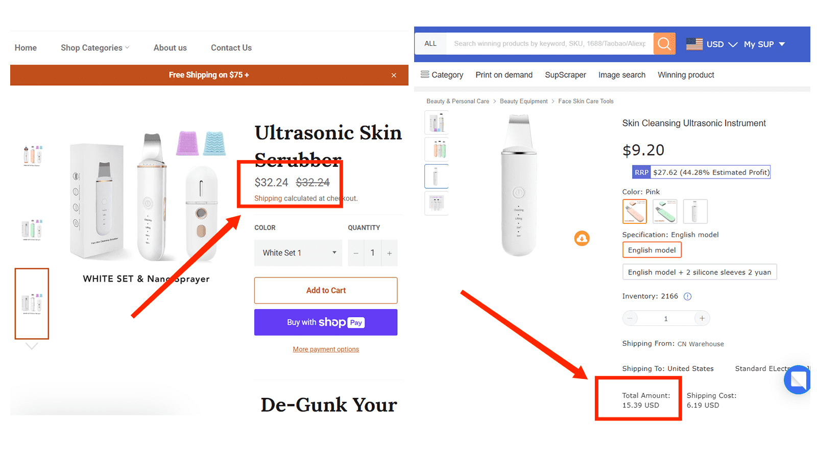 Price comparison of skin cleansing instrument