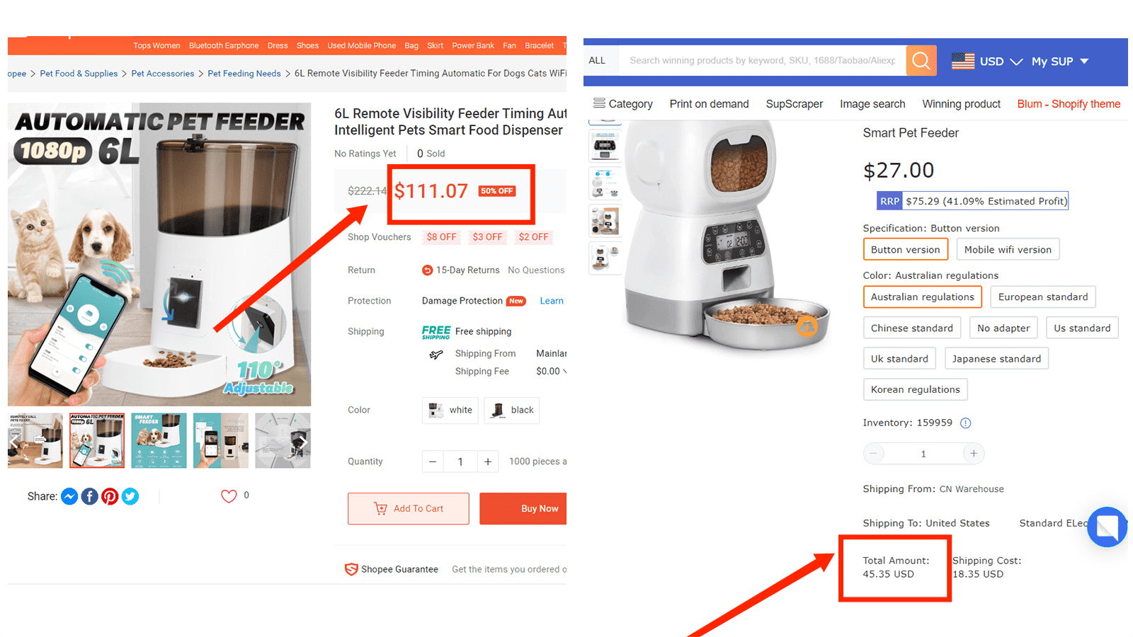 Price comparison of automatic pet bowls