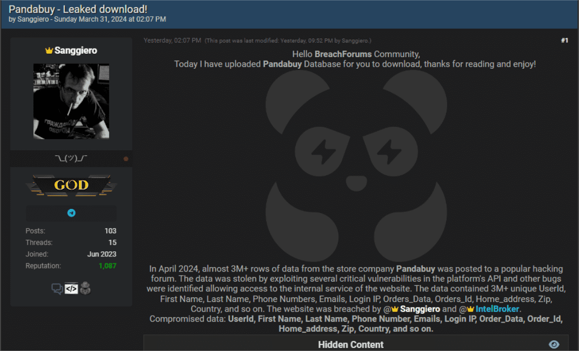 Pandabuy data leaked