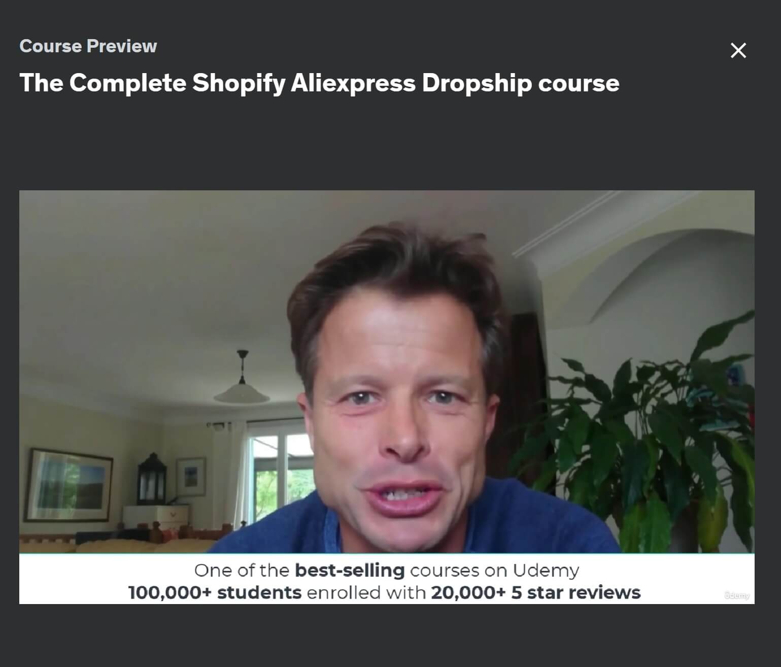 A visualização completa do curso Shopify Aliexpress Dropship