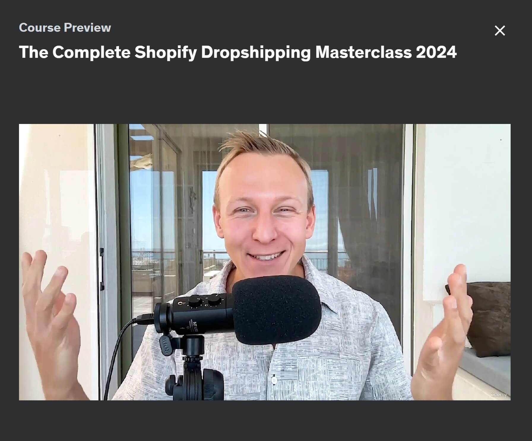 Vista previa completa de la clase magistral de dropshipping de Shopify 2024