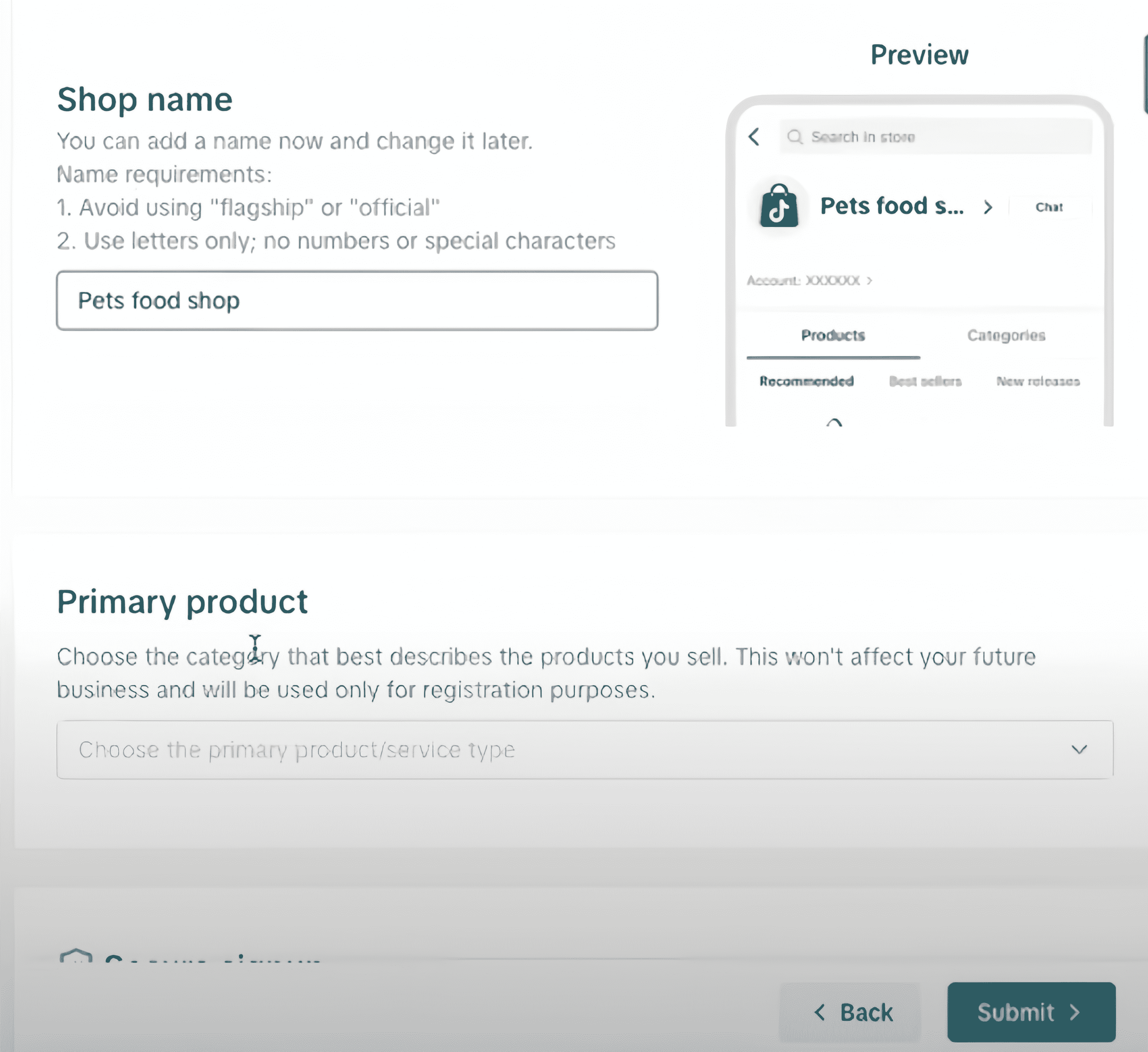 input your shop name