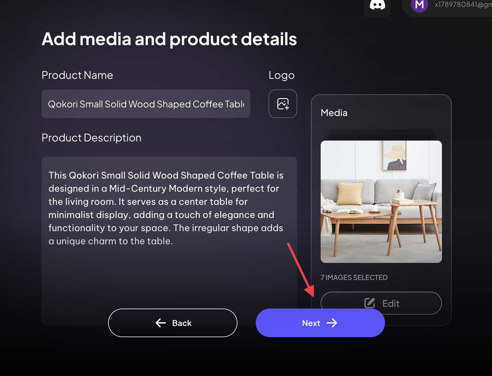 add media and edit product details