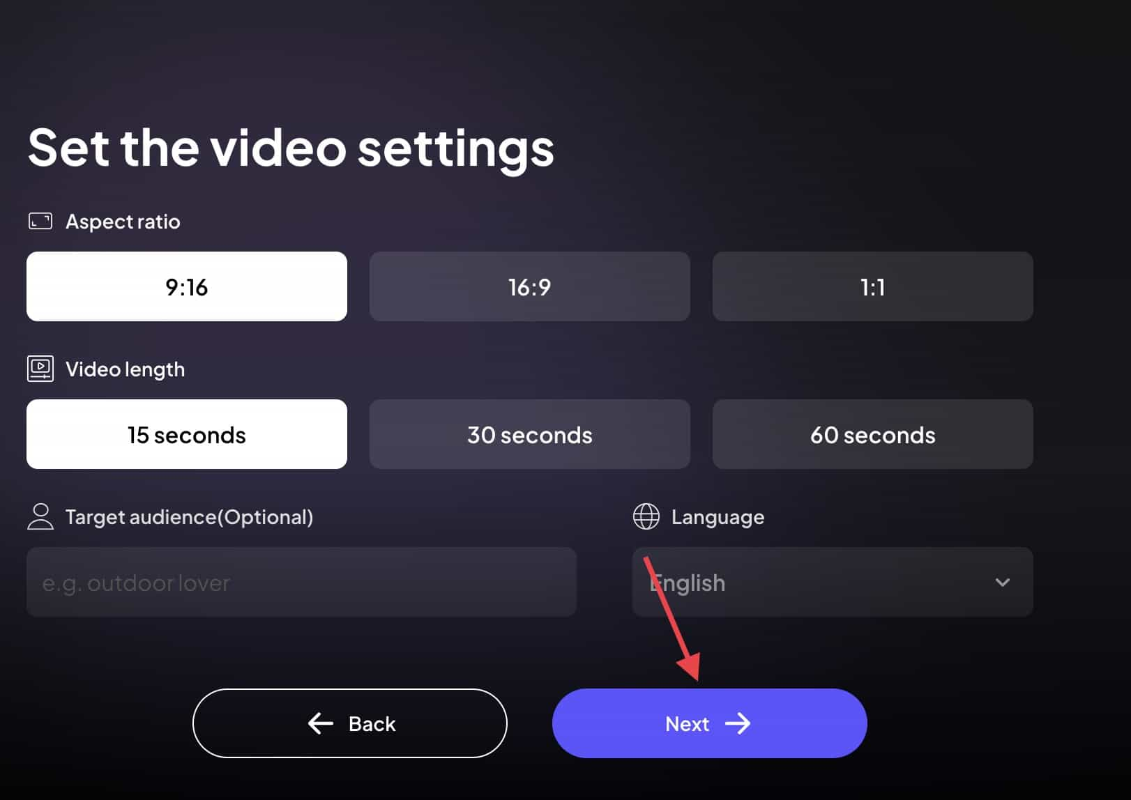 establecer la configuración de vídeo