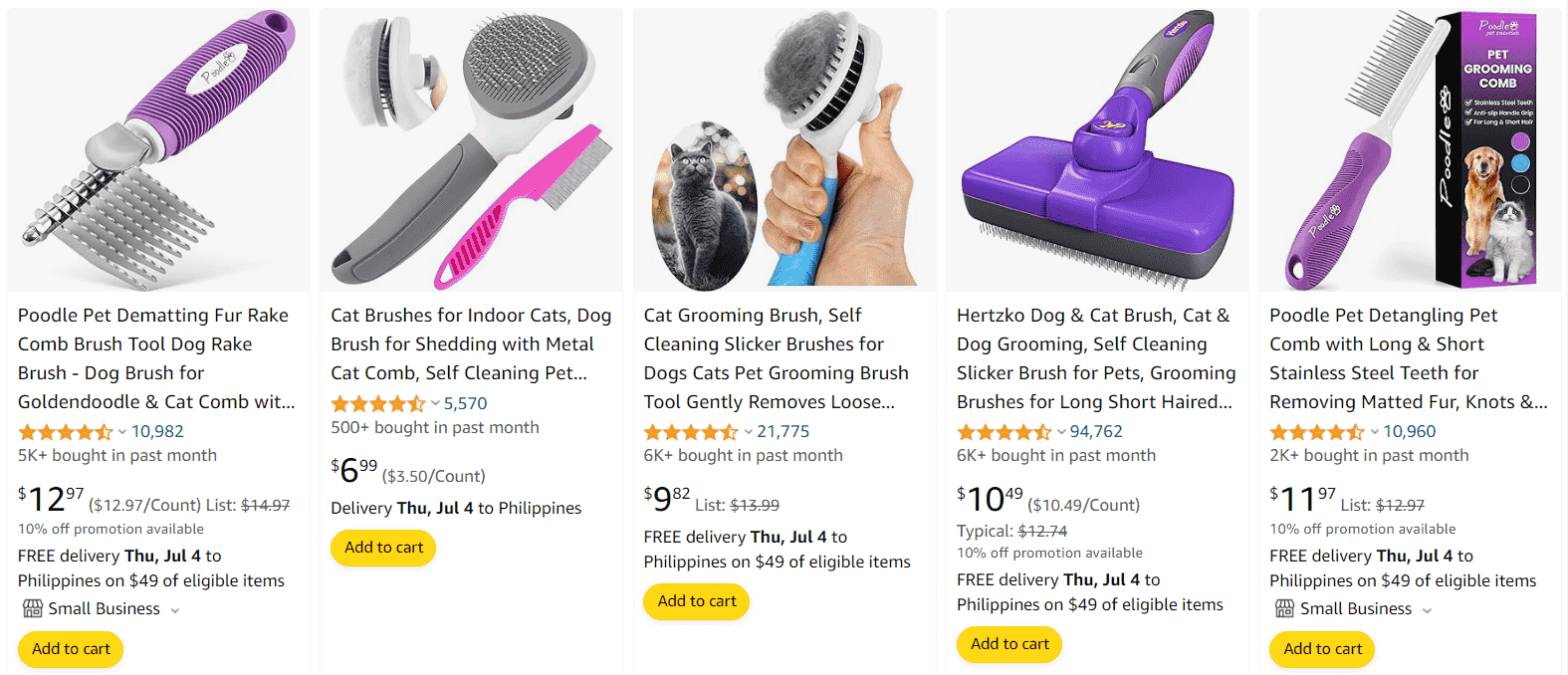 pet brushes and combs