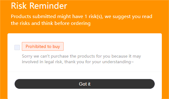 Users were prohibited from buying from Pandabuy