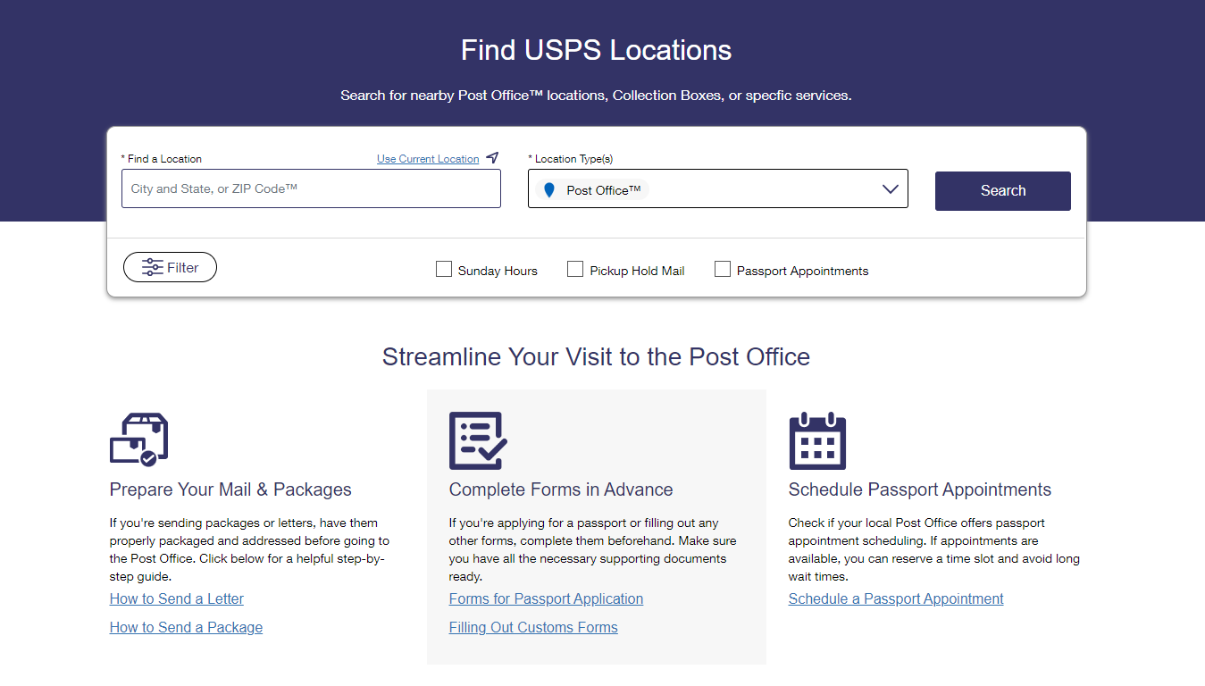 trouver l'emplacement USPS