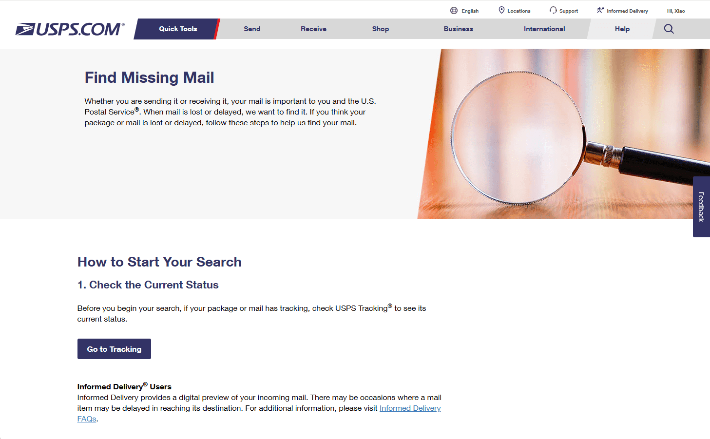 find a missing mail 