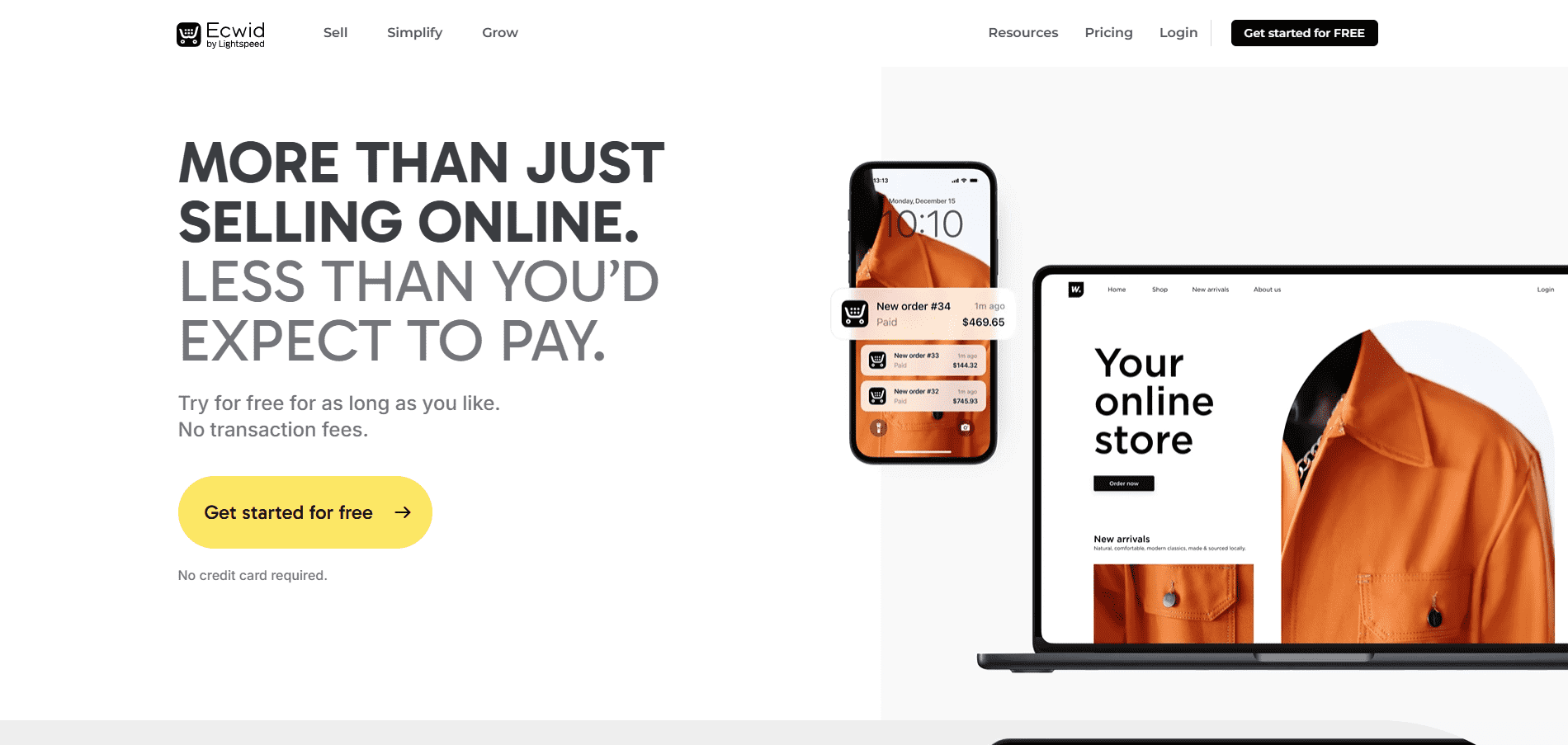 Strona internetowa Ecwid