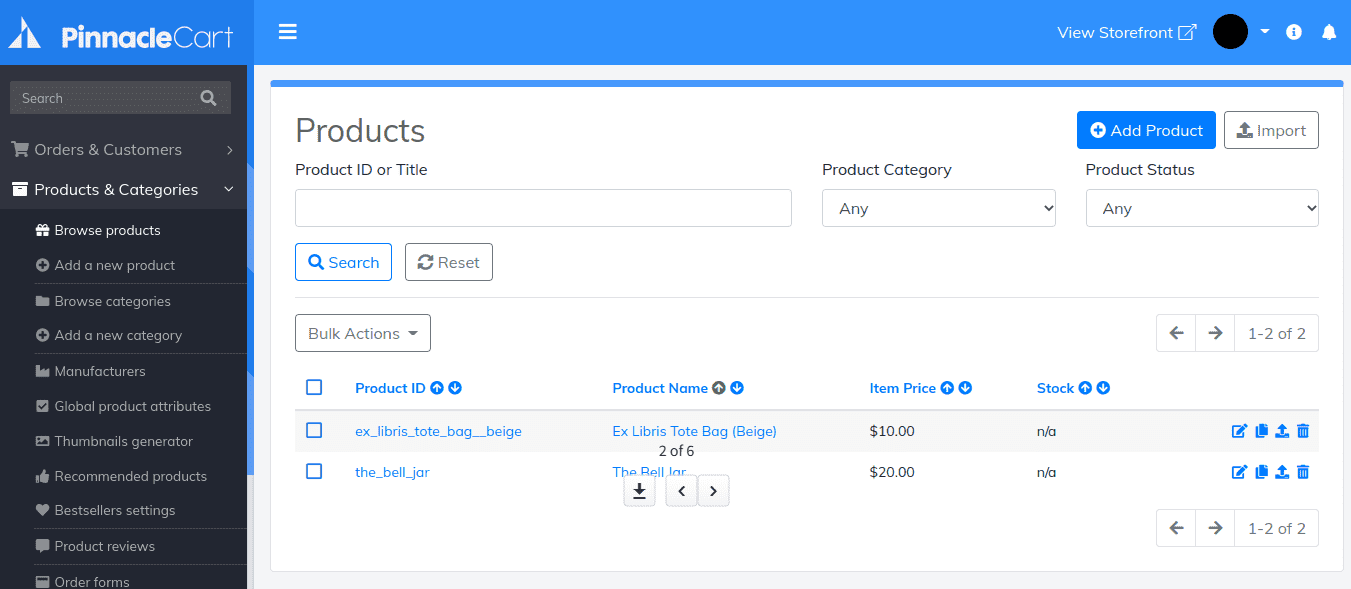 Interfejs PinnacleCart