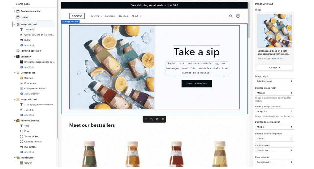 shopify interface